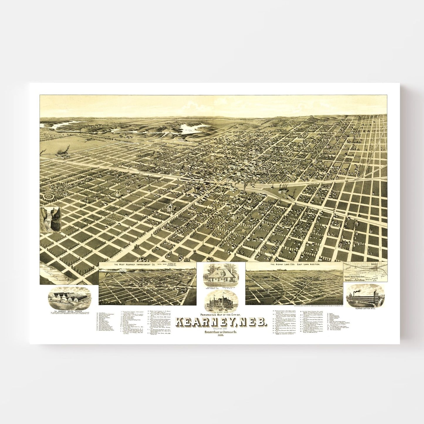 Vintage Map of Kearney, Nebraska, 1889