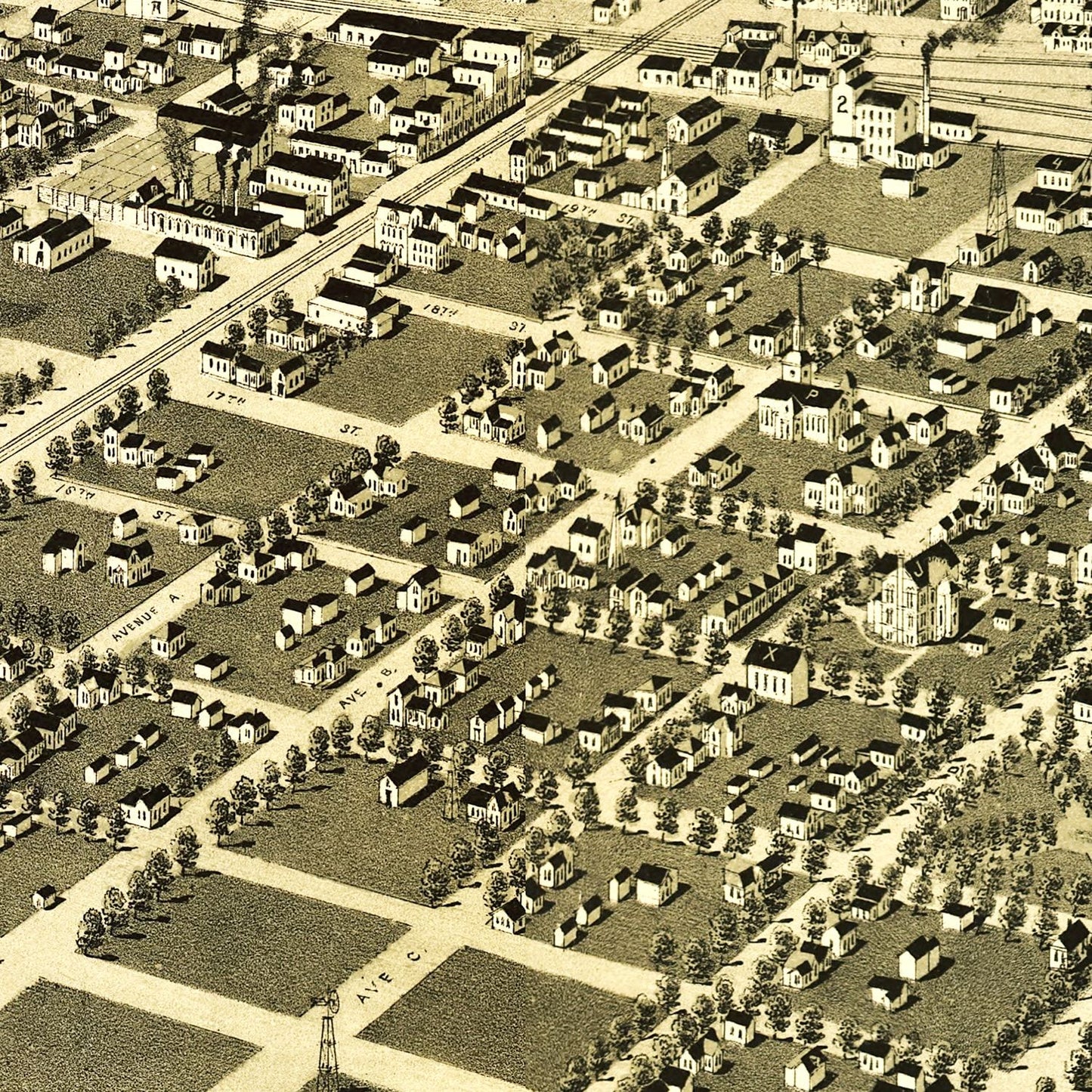 Vintage Map of Kearney, Nebraska, 1889