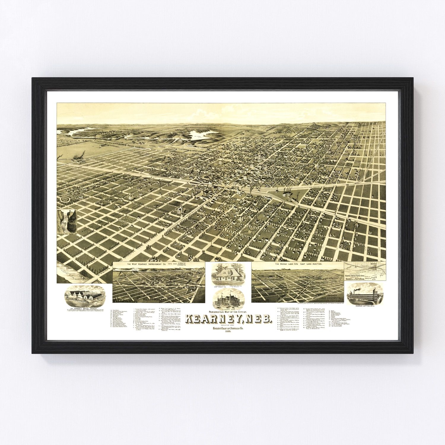 Vintage map of Kearney, Nebraska, 1889