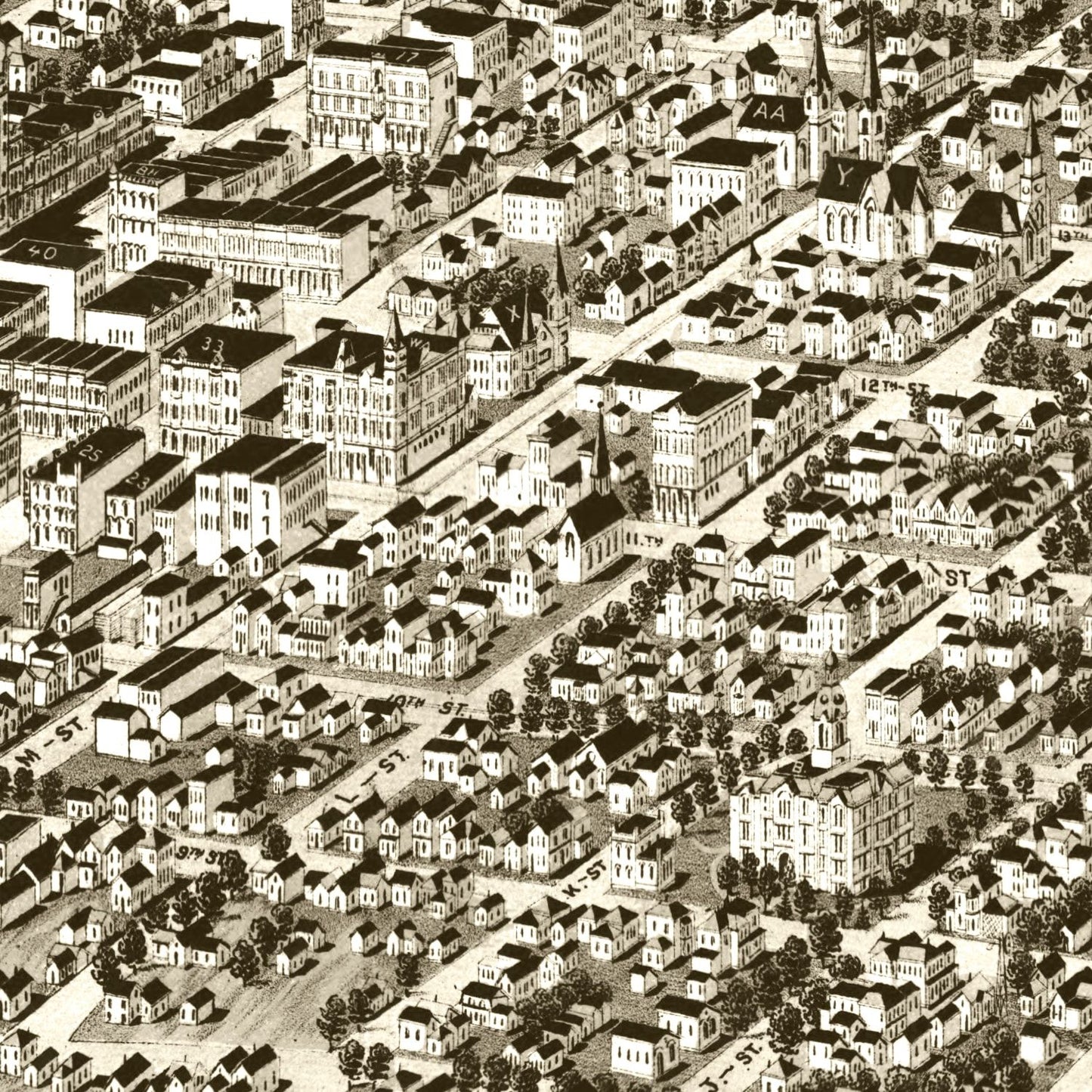 Vintage Map of Lincoln, Nebraska, 1889