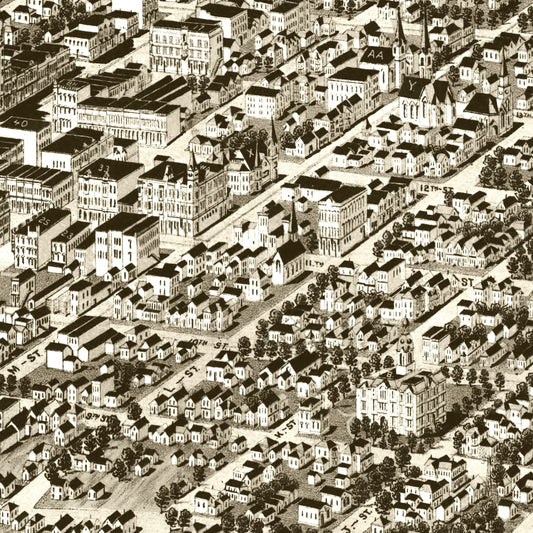 Vintage Map of Lincoln, Nebraska, 1889
