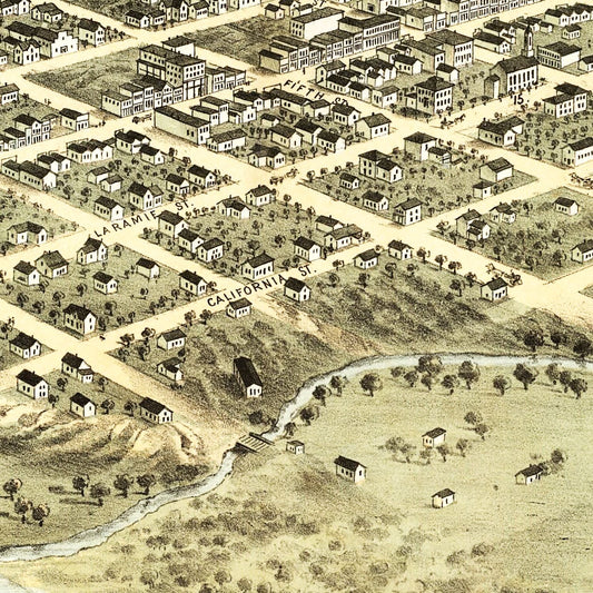 Vintage Map of Nebraska City, Nebraska, 1868