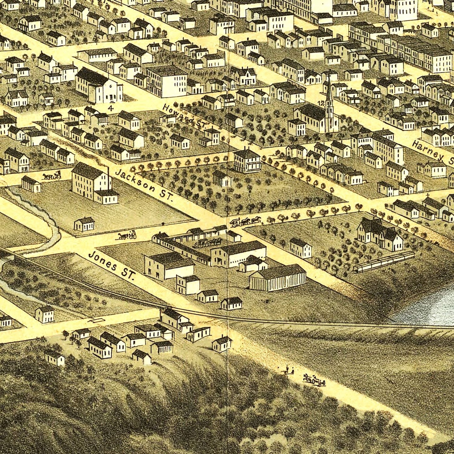 Vintage Map of Omaha, Nebraska, 1868