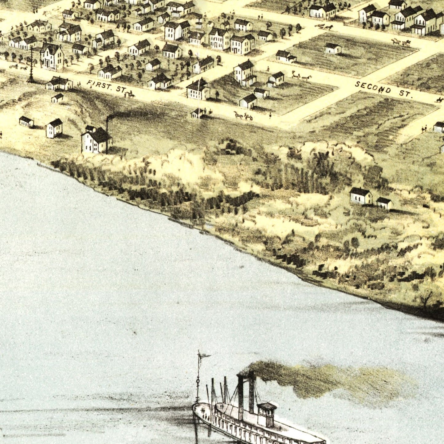 Vintage Map of Atchison, Kansas, 1869