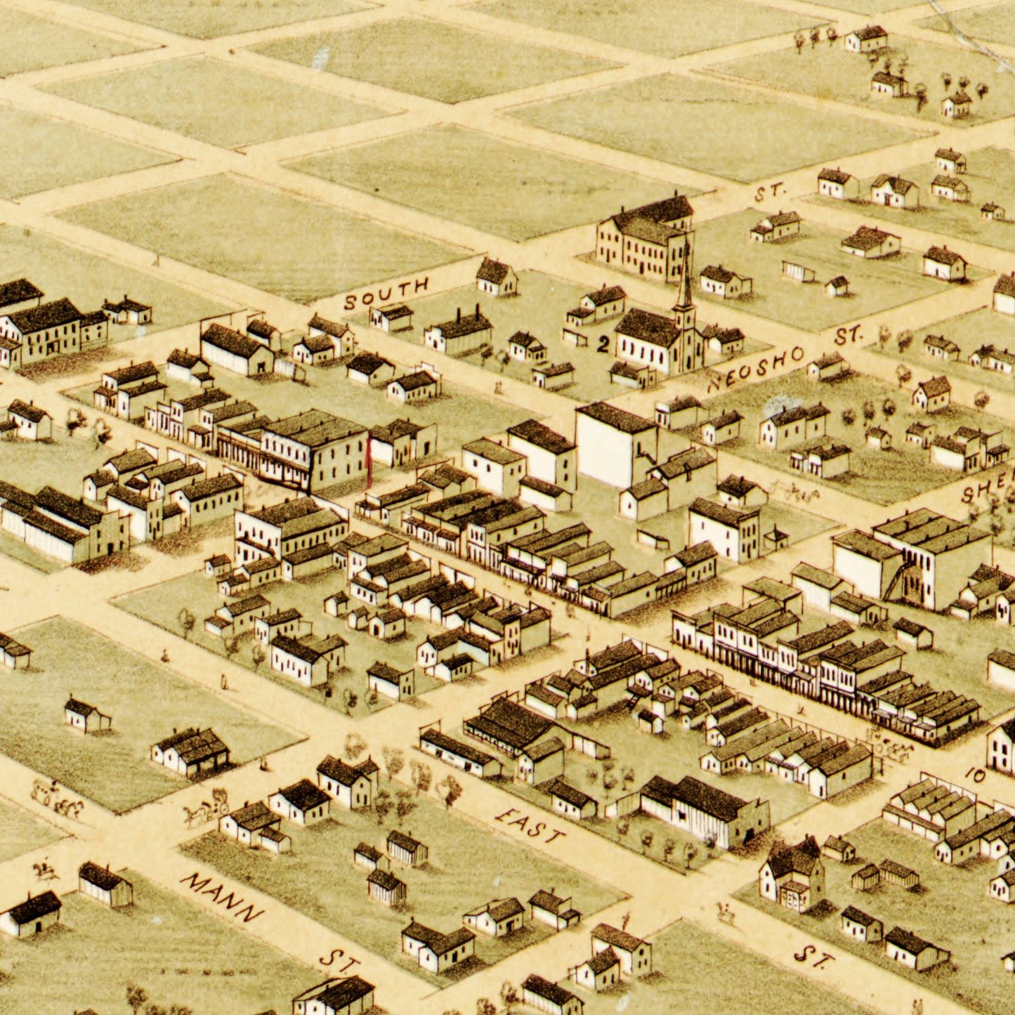 Vintage Map of Baxter Springs, Kansas, 1871
