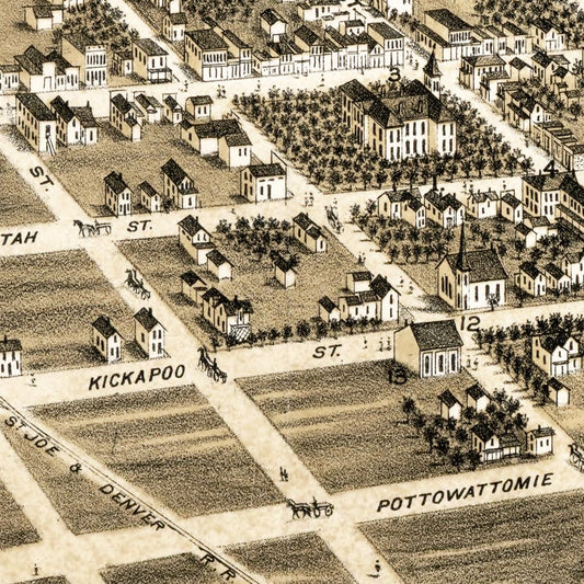 Vintage Map of Hiawatha, Kansas, 1879