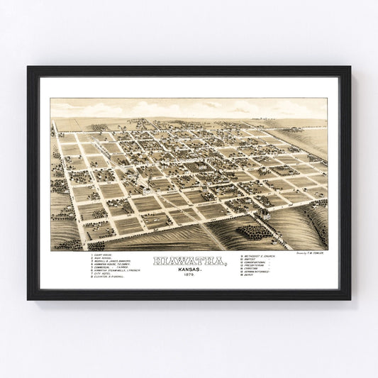 Vintage map of Hiawatha, Kansas, 1879