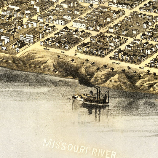 Vintage Map of Leavenworth, Kansas, 1869