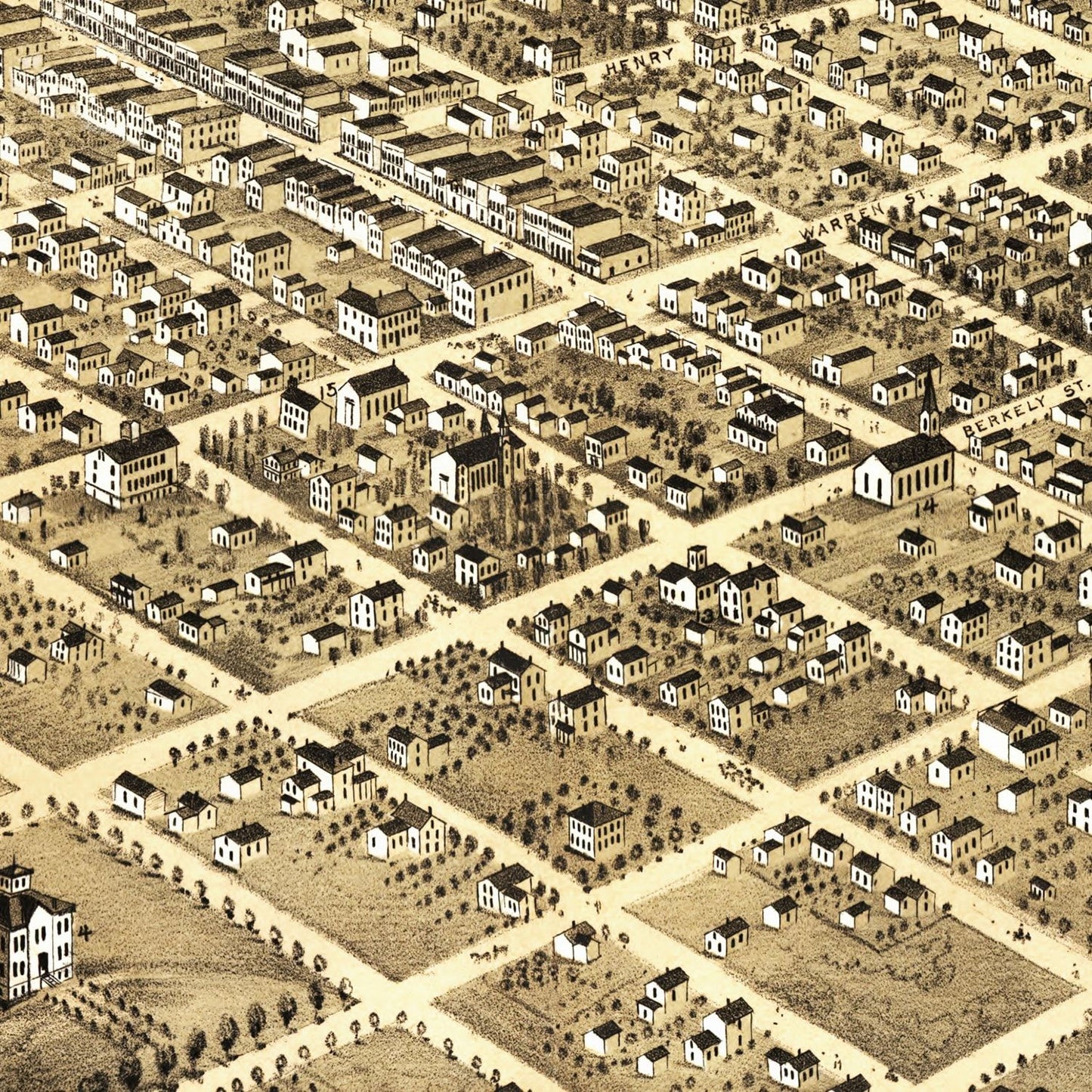 Vintage Map of Lawrence, Kansas, 1869