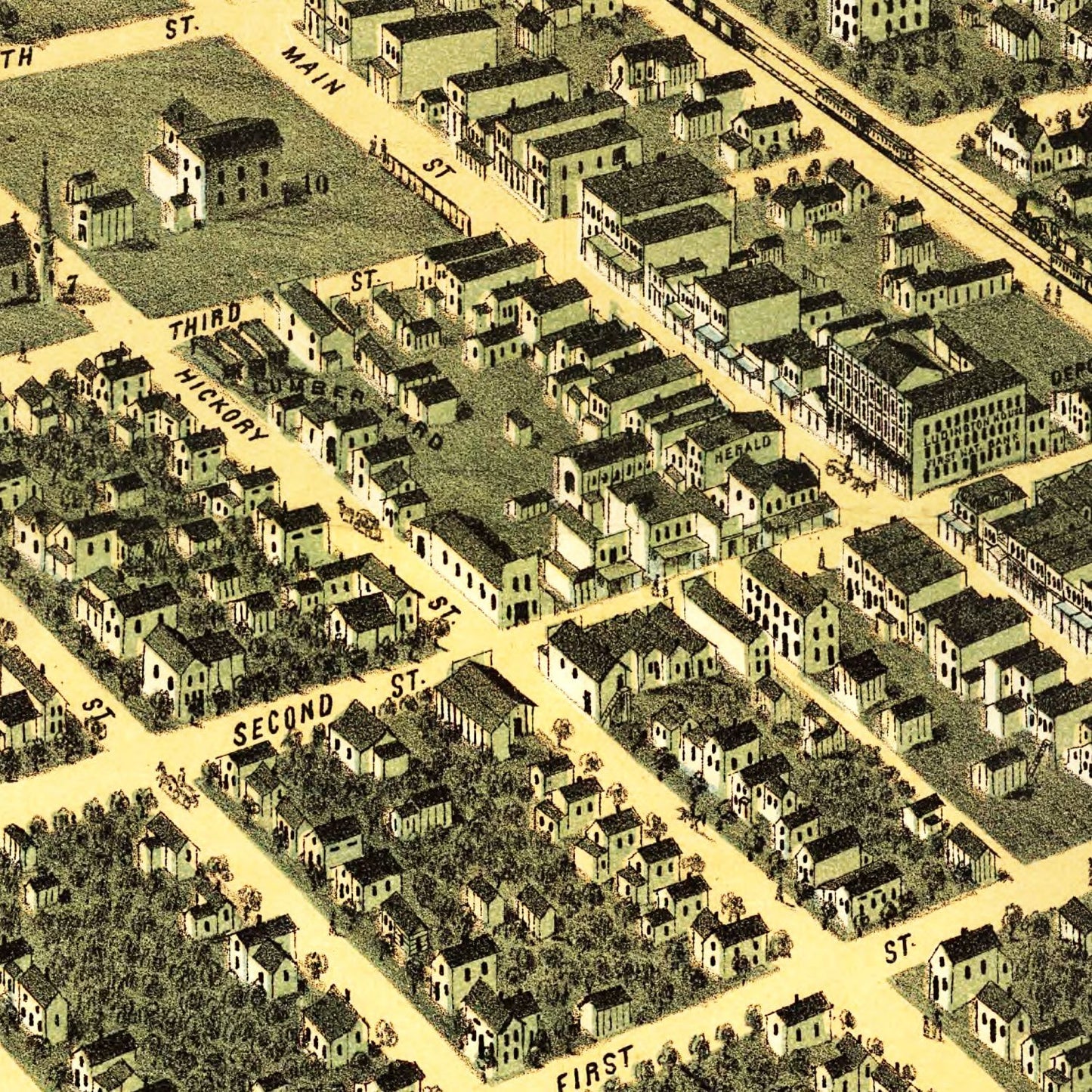 Vintage Map of Ottawa, Kansas, 1872