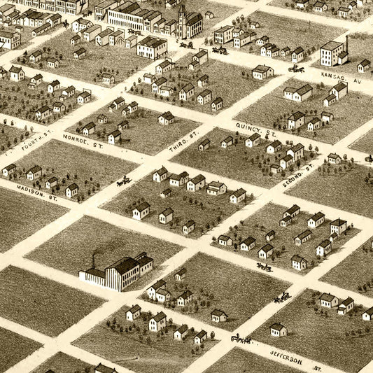 Vintage Map of Topeka, Kansas, 1869