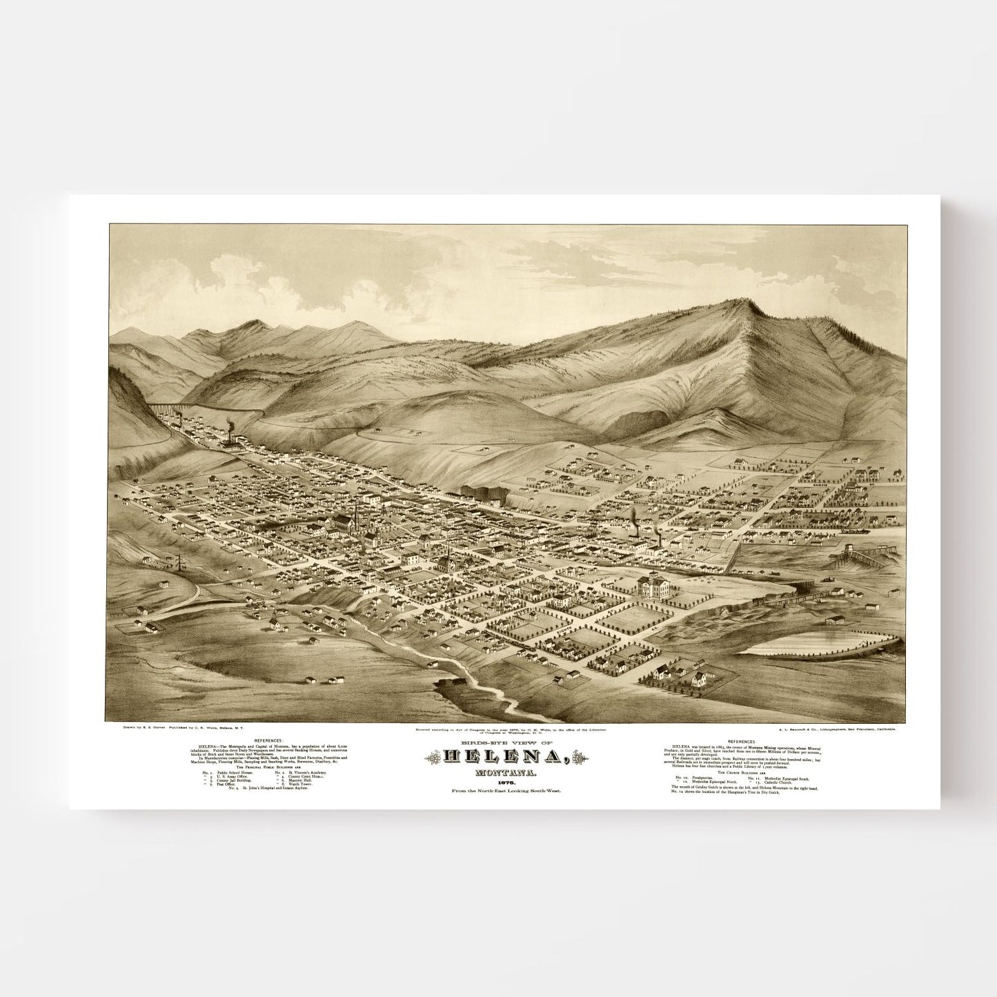 Vintage Map of Helena, Montana, 1875