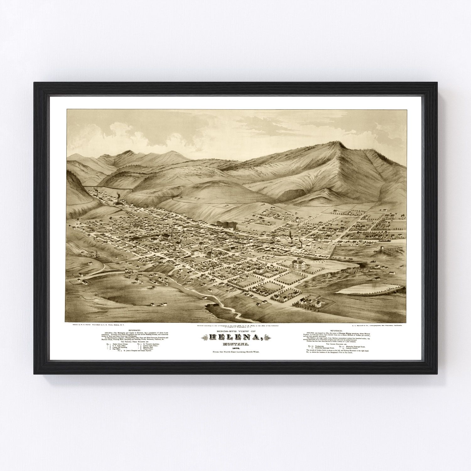 Vintage map of Helena, Montana, 1875