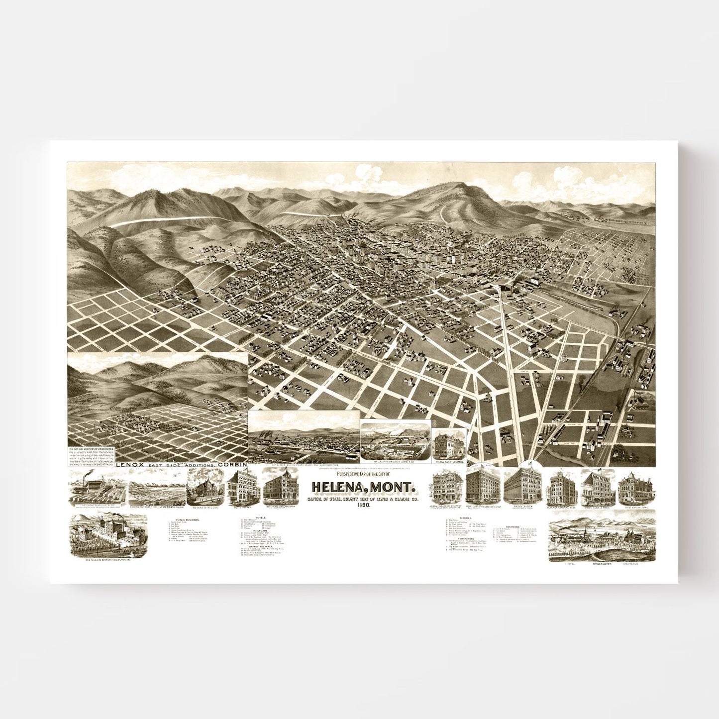 Vintage Map of Helena, Montana, 1890