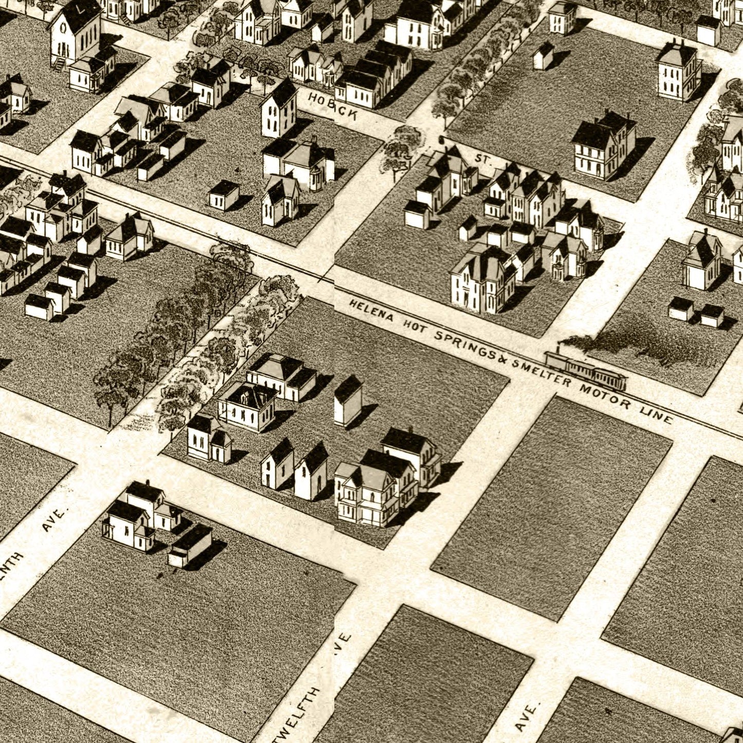 Vintage Map of Helena, Montana, 1890