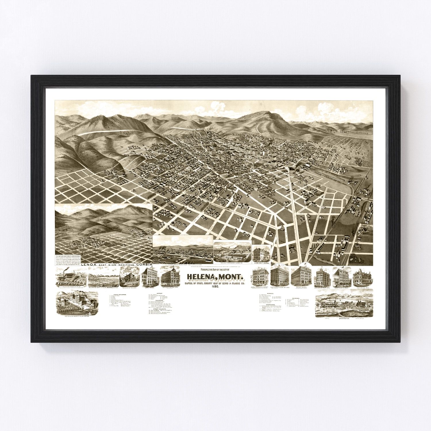 Vintage map of Helena, Montana, 1890