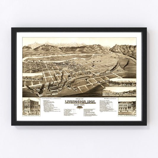 vintage map of Livingston, Montana, 1883