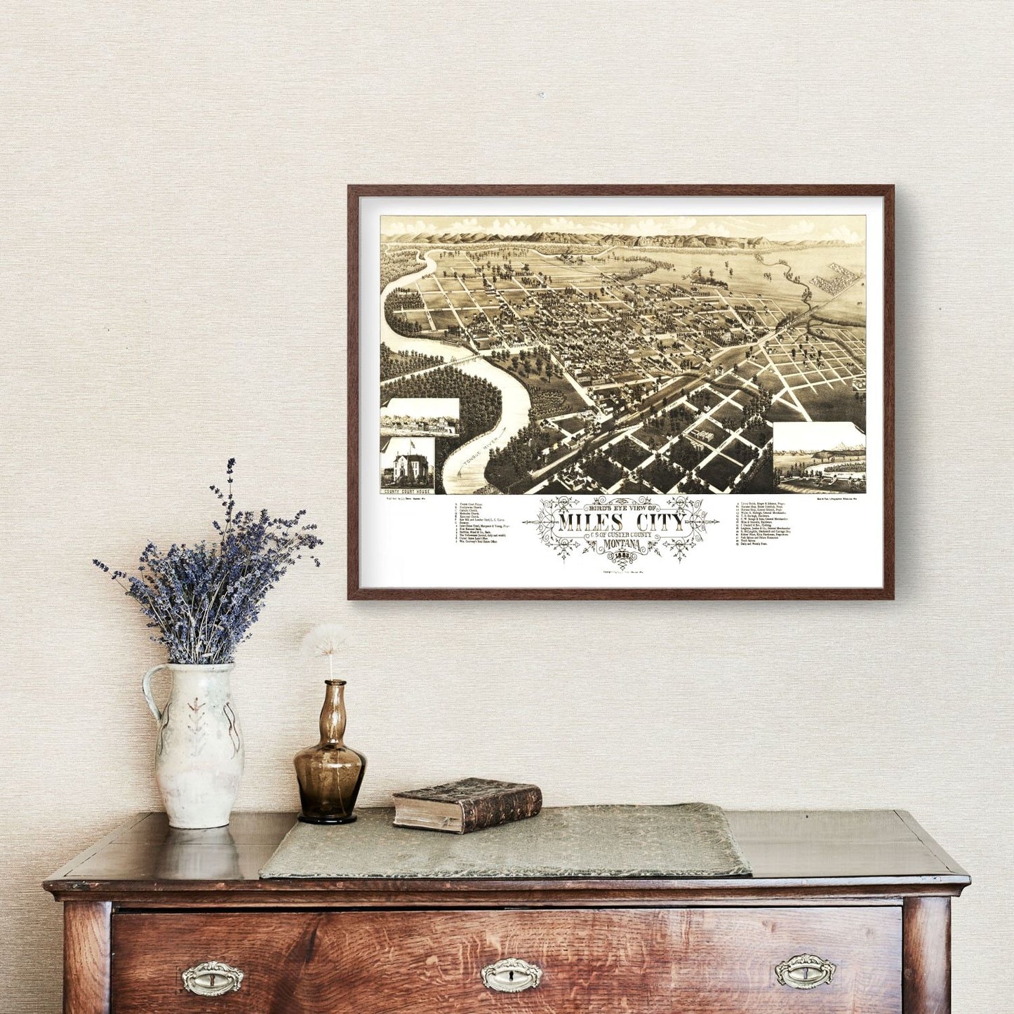 Vintage Map of Miles City, Montana, 1883