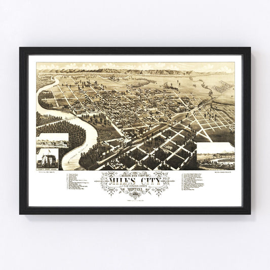 vintage map of Miles City, Montana, 1883