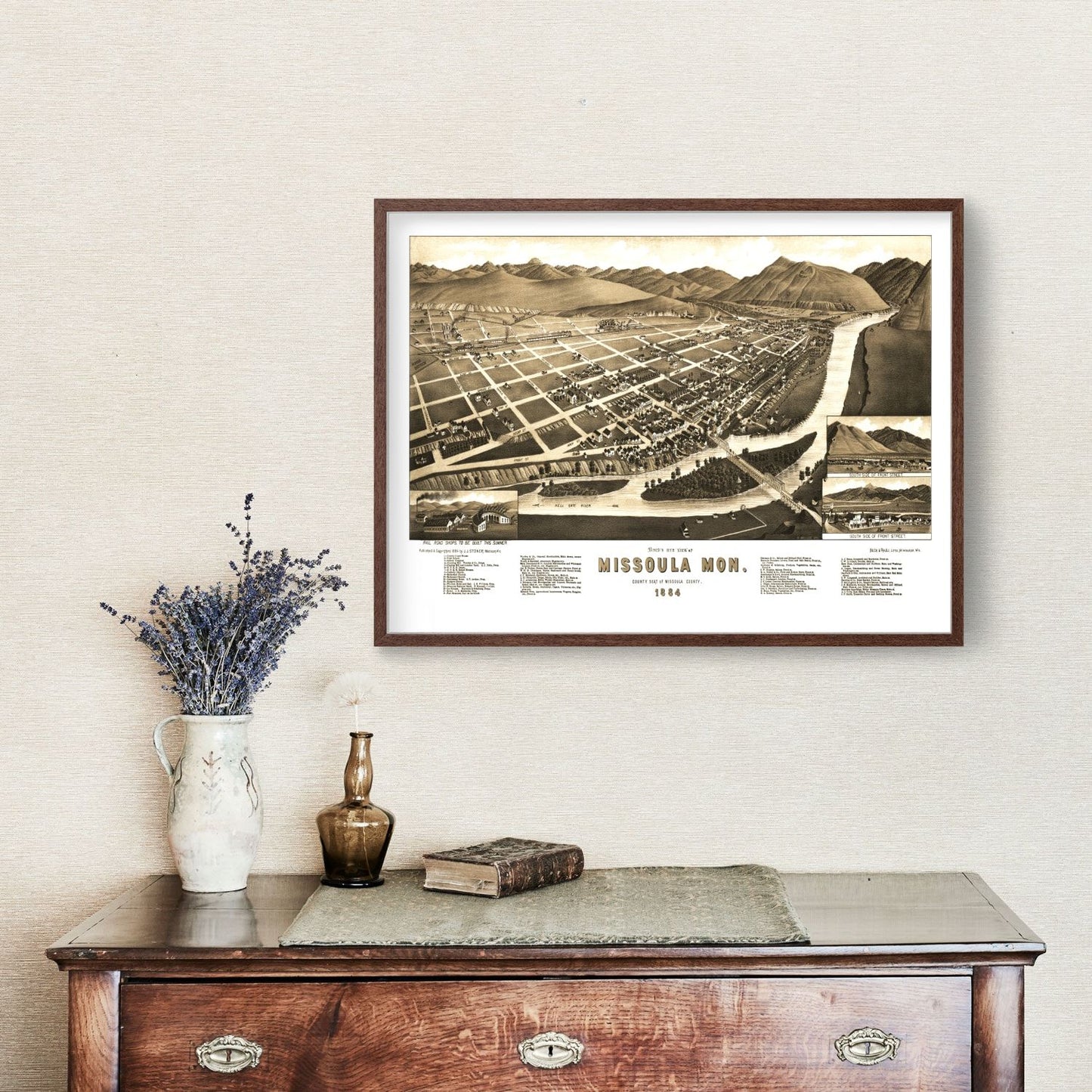 Vintage Map of Missoula, Montana, 1884