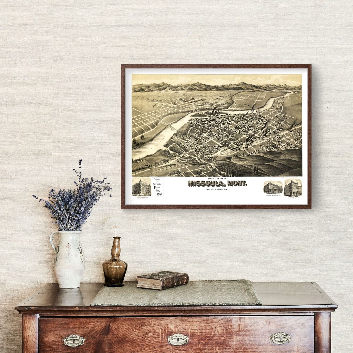 Vintage Map of Missoula, Montana, 1891