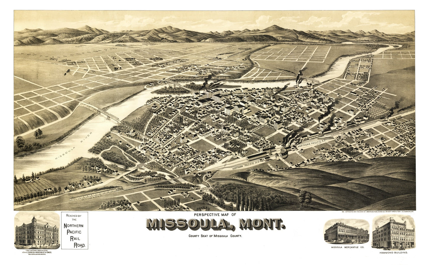 Vintage Map of Missoula, Montana, 1891