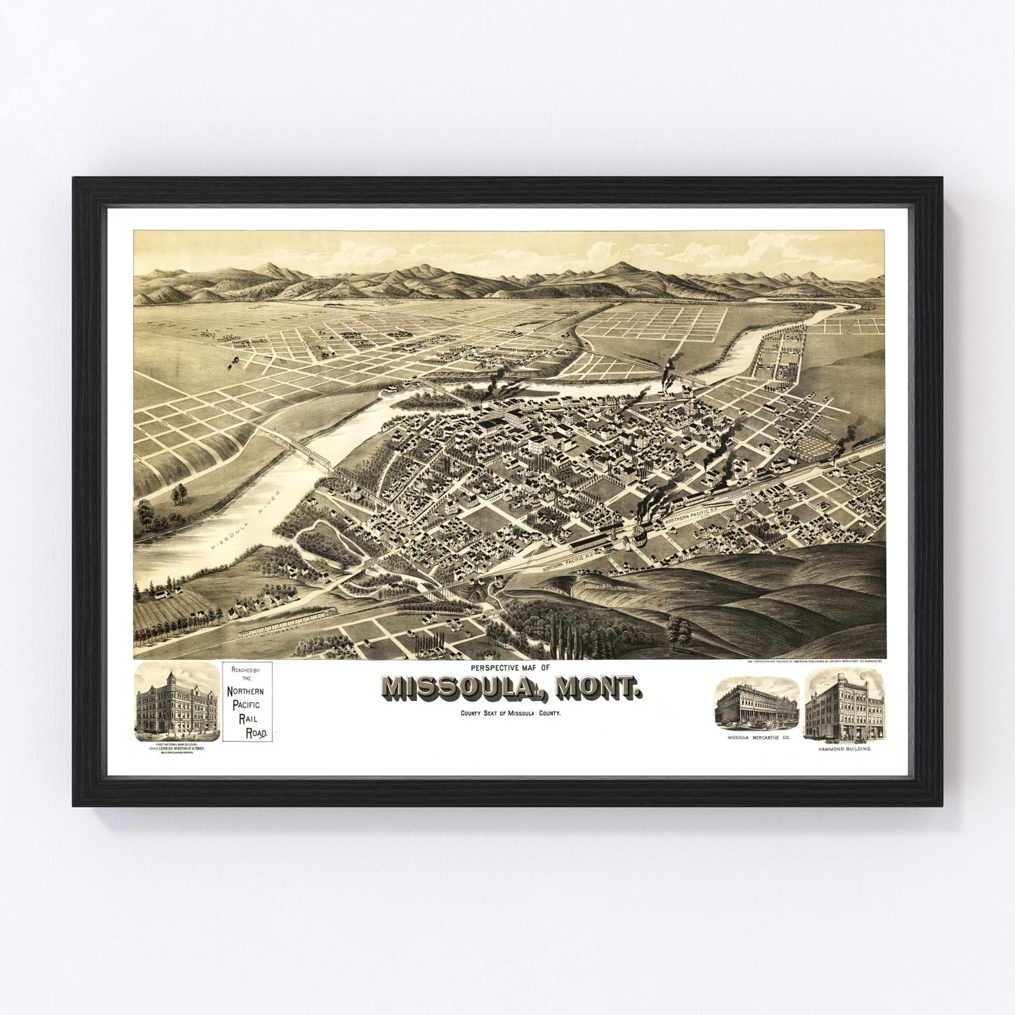 Vintage map of Missoula, Montana, 1891