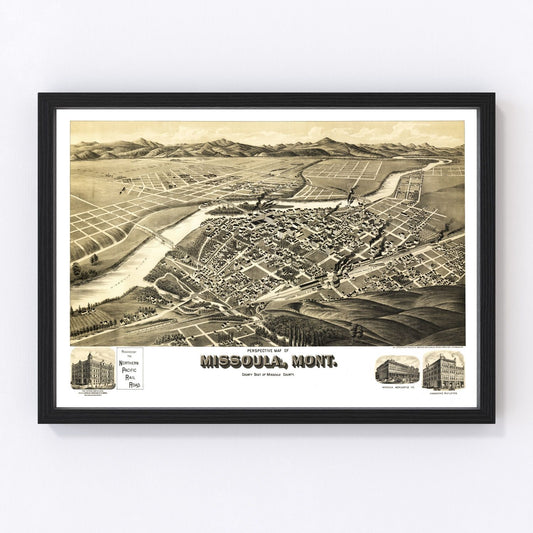Vintage map of Missoula, Montana, 1891