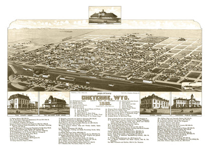 Vintage Map of Cheyenne, Wyoming 1882