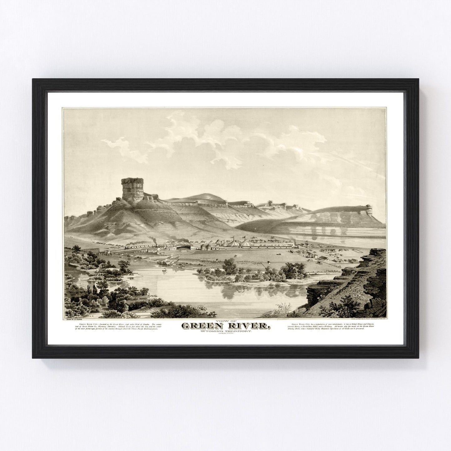 vintage map of Green River, Wyoming, 1875