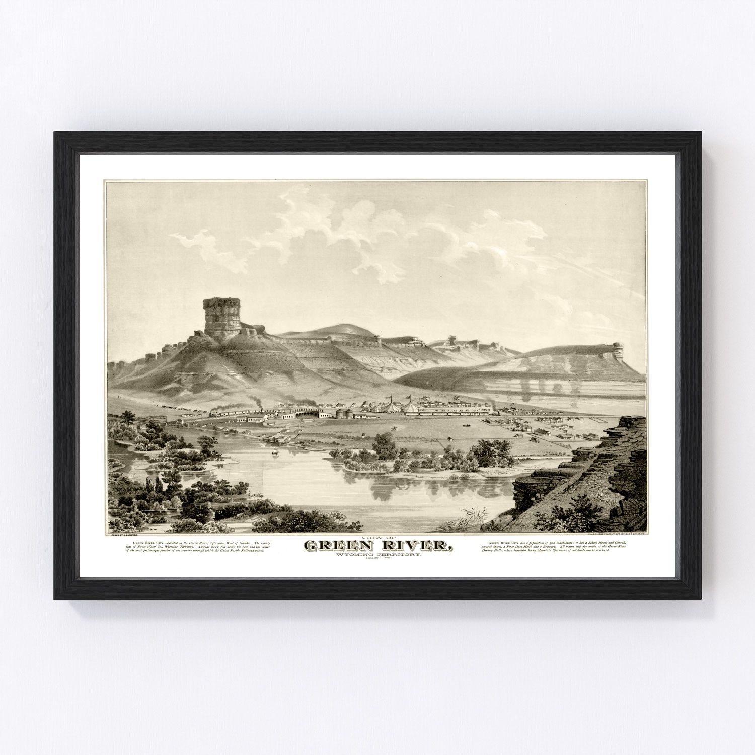 vintage map of Green River, Wyoming, 1875