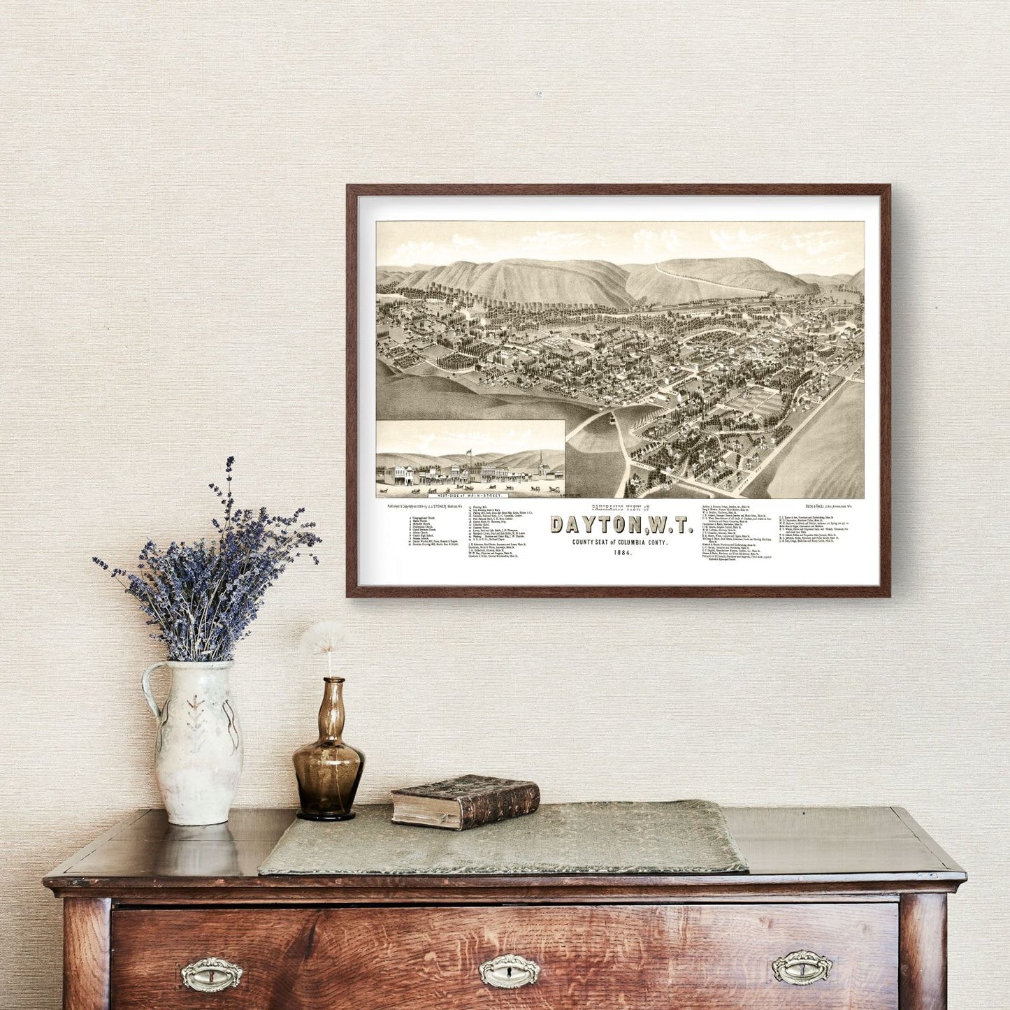 Vintage Map of Dayton, Washington, 1884