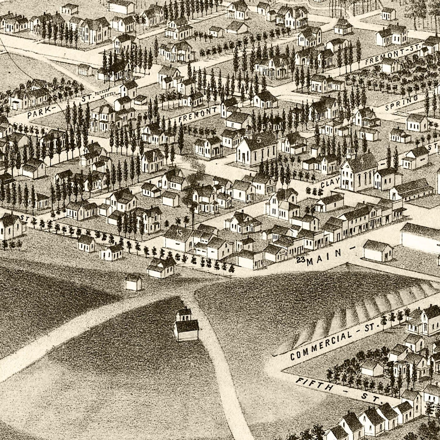 Vintage Map of Dayton, Washington, 1884