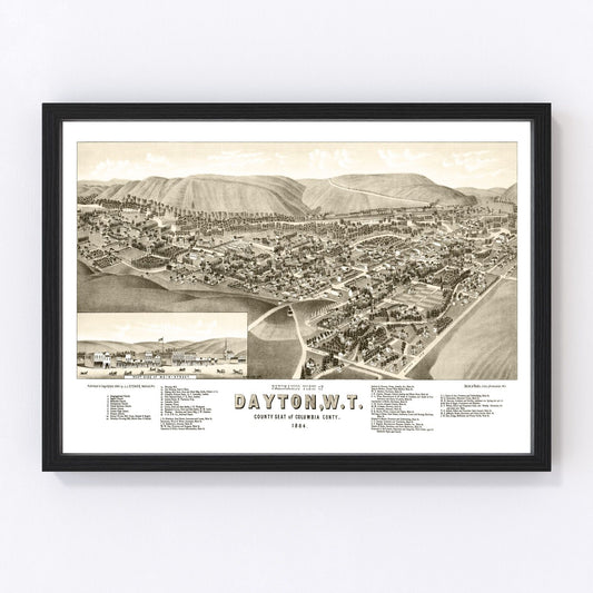 Vintage map of Dayton, Washington, 1884
