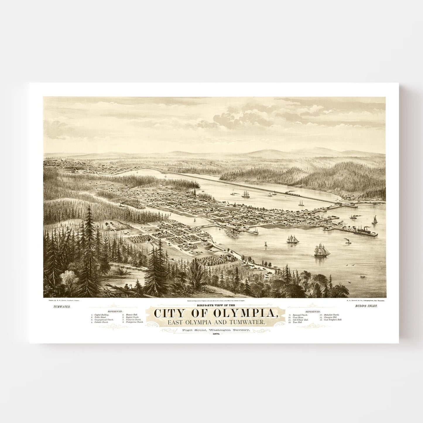 Vintage Map of Olympia, Washington, 1878