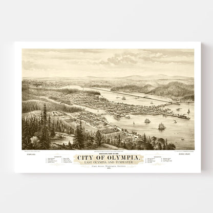 Vintage Map of Olympia, Washington, 1878