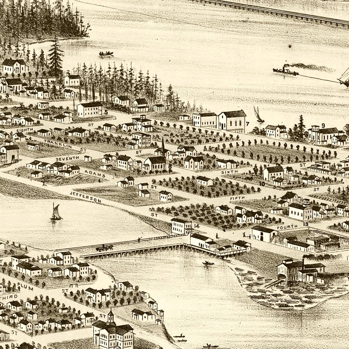 Vintage Map of Olympia, Washington, 1878