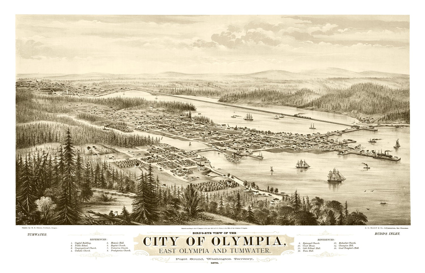 Vintage Map of Olympia, Washington, 1878