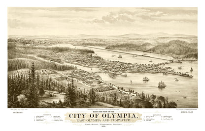 Vintage Map of Olympia, Washington, 1878