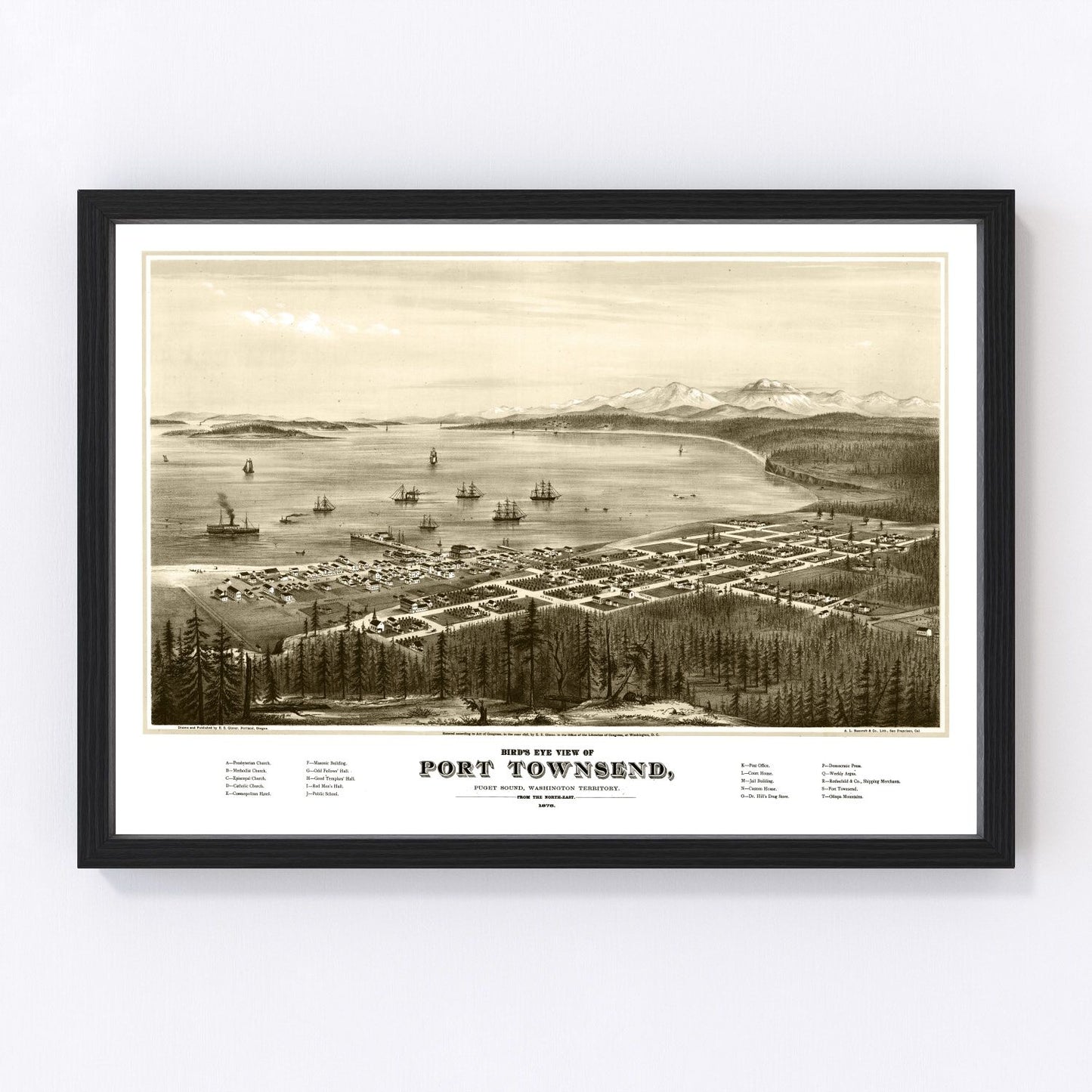 vintage map of Port Townsend, Washington, 1878