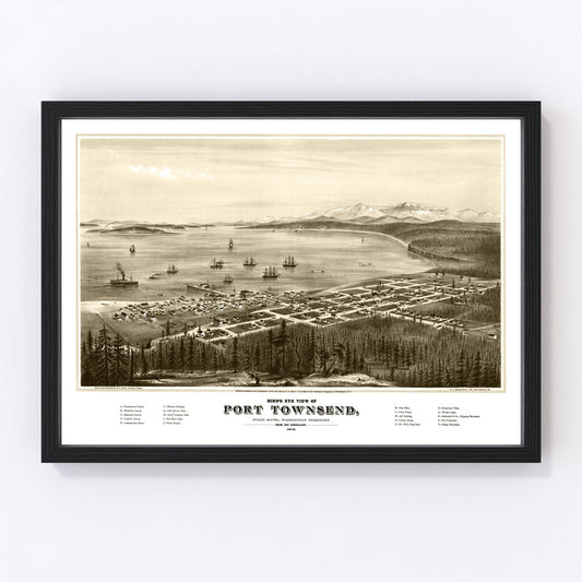 vintage map of Port Townsend, Washington, 1878