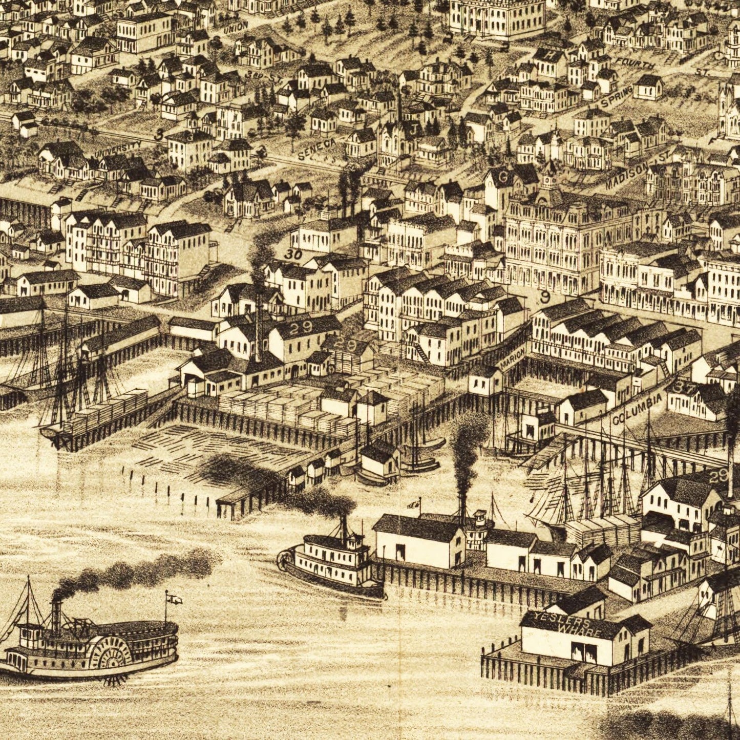 Vintage Map of Seattle, Washington, 1884