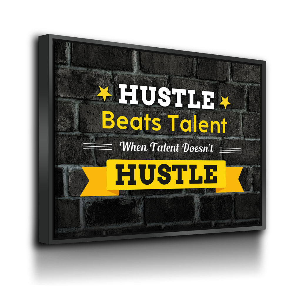 Hustle Beats Talent Motivational Canvas Wall Art