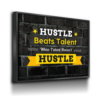 Hustle Beats Talent Motivational Canvas Wall Art