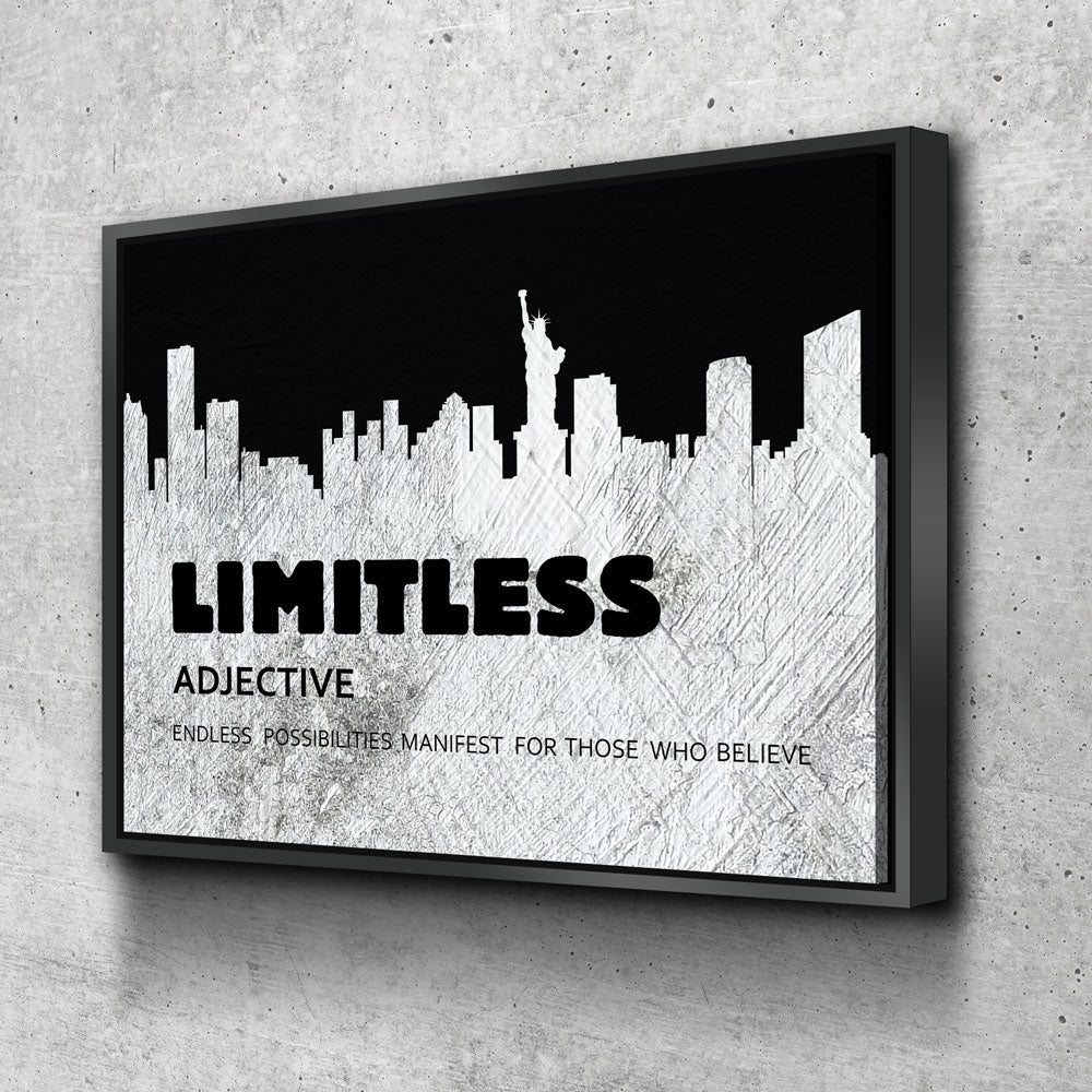 Limitless motivational canvas print with New York City skyline