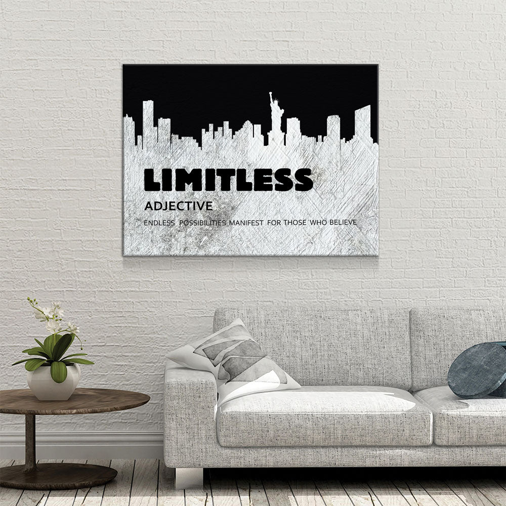 Limitless New York Skyline Motivational Canvas Wall Art