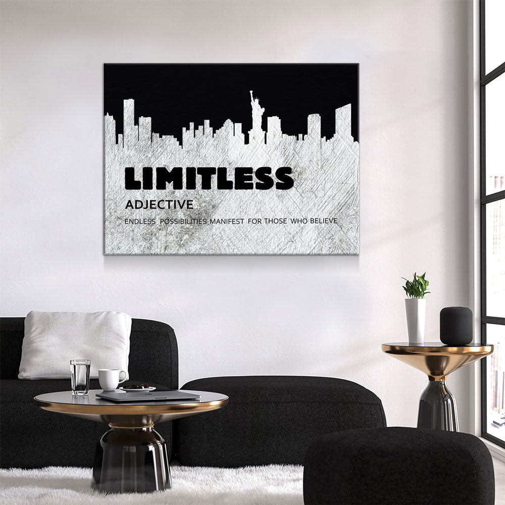 Limitless New York Skyline Motivational Canvas Wall Art