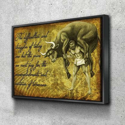 Milo Of Croton Canvas Wall Art, Olympian Wrestler Quote