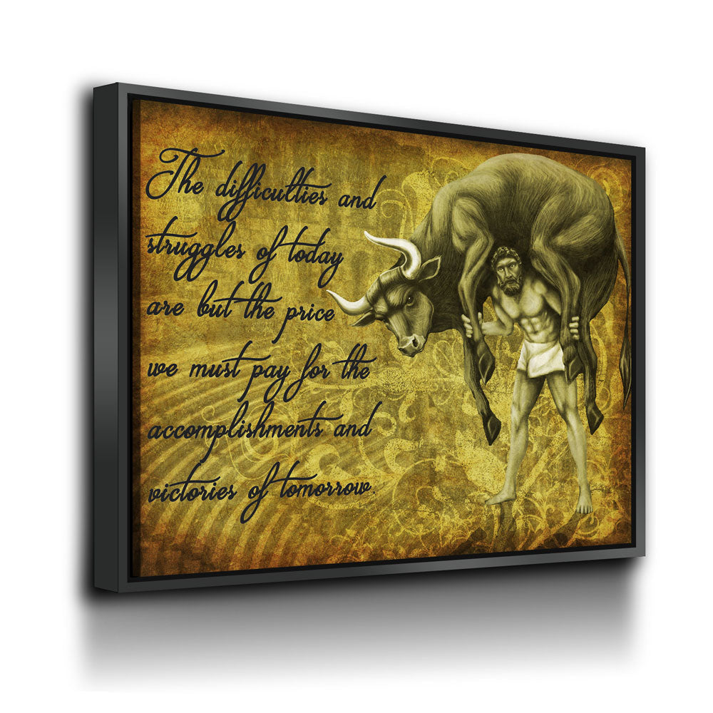Milo Of Croton Canvas Wall Art, Olympian Wrestler Quote