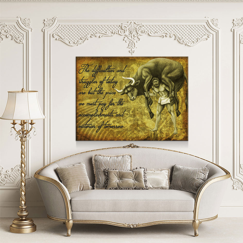 Milo Of Croton Canvas Wall Art, Olympian Wrestler Quote